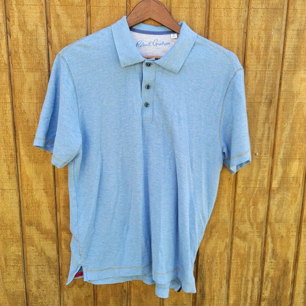 Robert Graham Blue Polo Shirt Knowledge Wisdom Truth Mens Size L